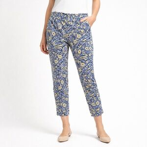 Talbots Blue Yellow Floral Slim Ankle Pants Petite 6P